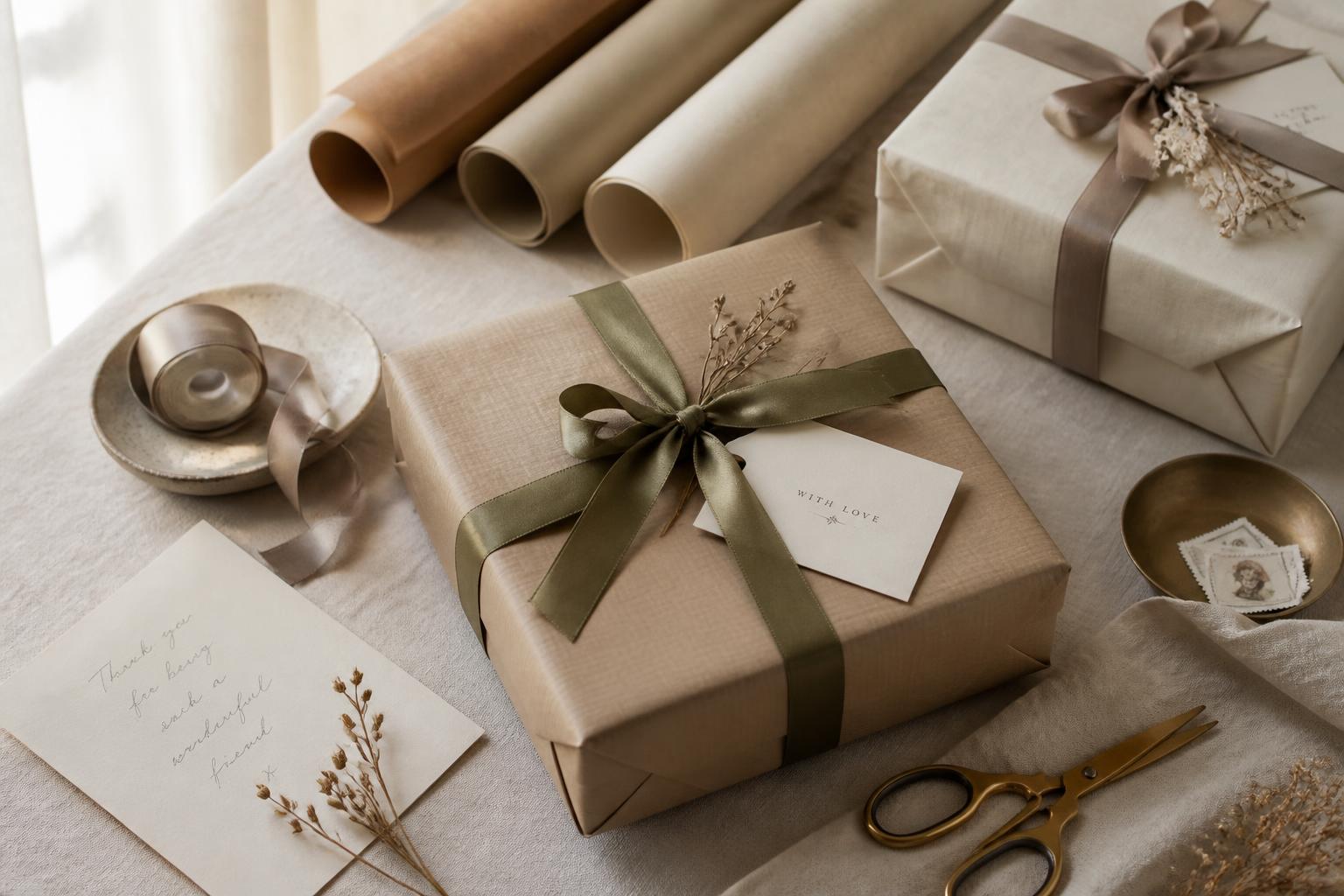Elegant tablescape with wrapped gifts